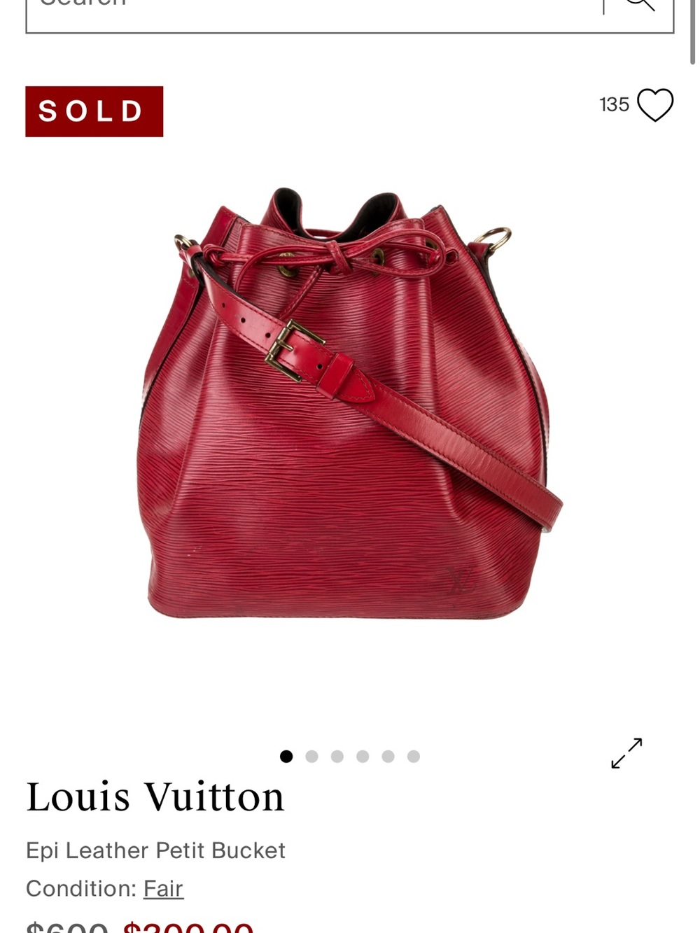 Louis Vuitton Epi Leather Petit Bucket Bag in Red